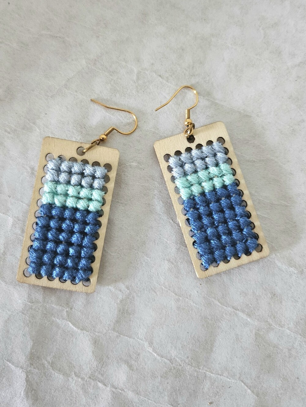 Needlepoint Pierced Dangle Earrings